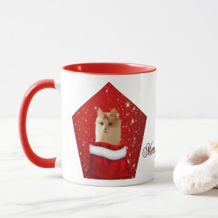 Turc Angora Chat dans un sac de Noël Mug