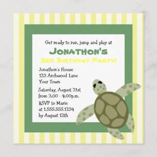 Turc de mer de Cute Invitation d'anniversaire Jaun