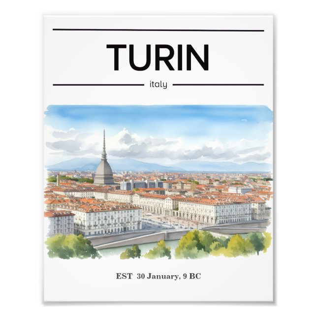 Turin watercolor poster (Devant)