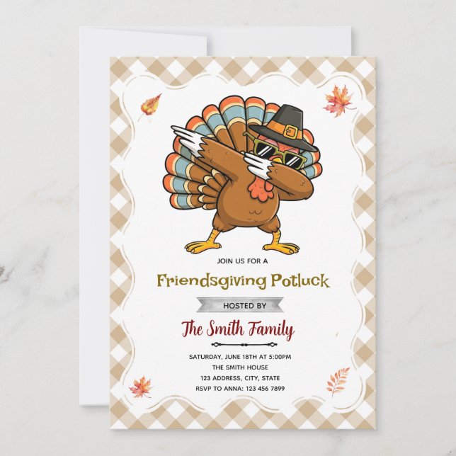 Turkey Friendsgiving party invitation (Devant)