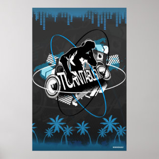 Turntablism DJ Poster  Music Turntable Disc Jockey