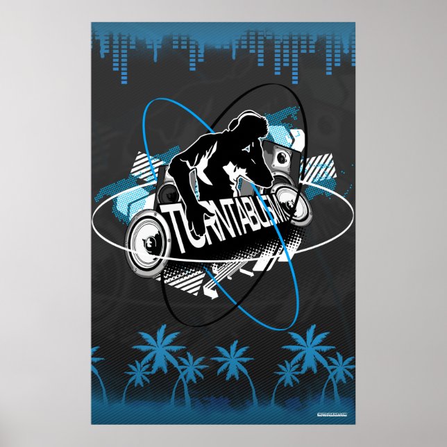 Turntablism DJ Poster  Music Turntable Disc Jockey (Devant)