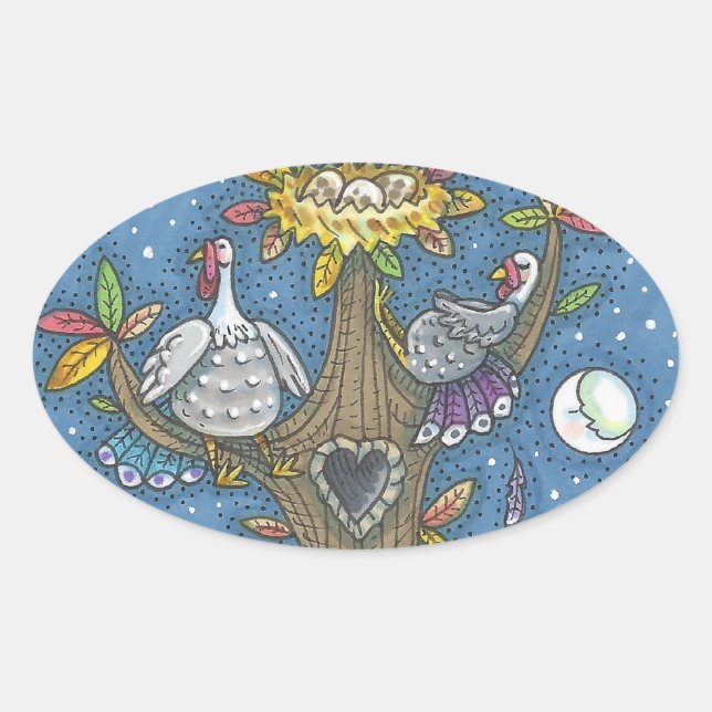 TURQUIE ARBRE, MERCI GOBBLERS STICKERS Oval (Devant)