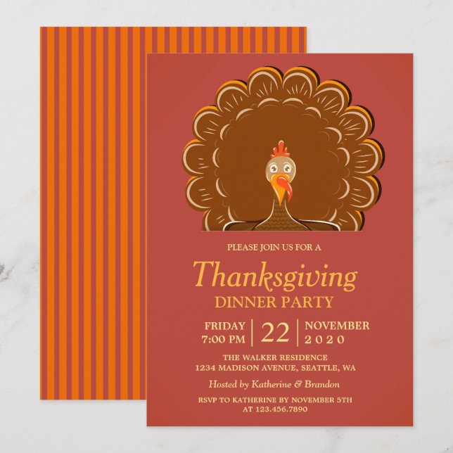 Turquie Dîner d'action de grâces Invitation (Devant / Derrière)