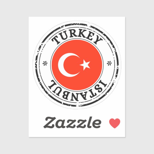 Turquie Istanbul Sticker Drapeau rond pour ordinat (Feuille)