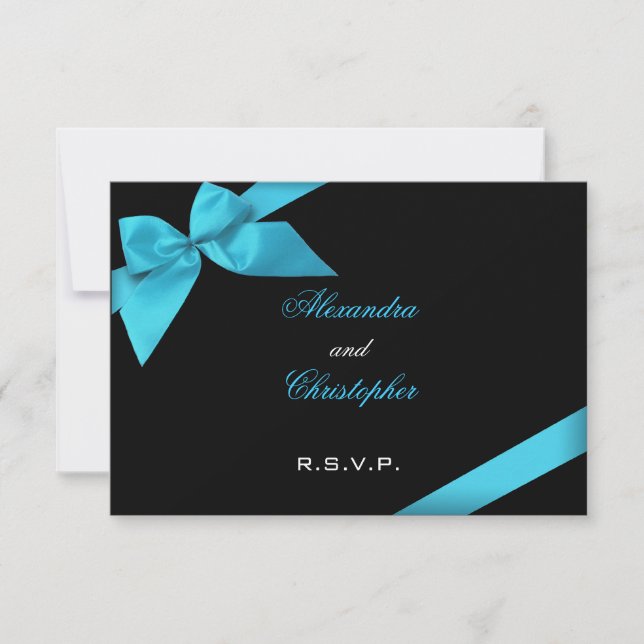 Turquise Ribbon Wedding RSVP (Devant)