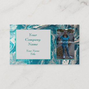 Turquoise Abstrait Photo Code QR Cartes de visite