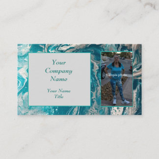 Turquoise Abstrait Photo Code QR Cartes de visite