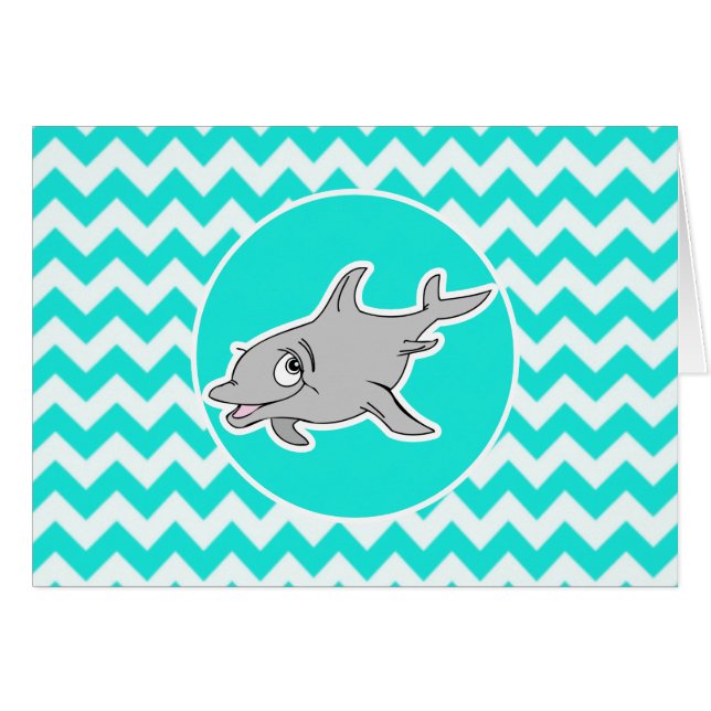 Turquoise, Aqua Color Chevron; Dauphin (Devant horizontal)