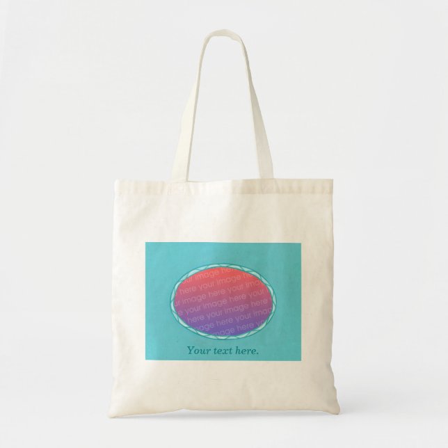 Turquoise Aqua Oval Frame Ajouter Sacs fourre-tout (Devant)