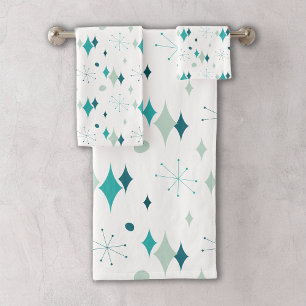 Turquoise, Aqua Starburst Mid Century Motif modern
