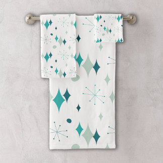 Turquoise, Aqua Starburst Mid Century Motif modern