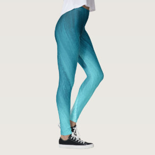 Turquoise aqua vert bleu art abstrait leggings