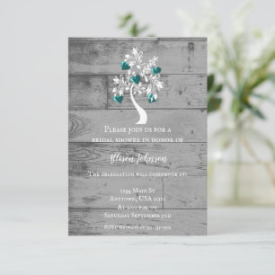 Turquoise Arbre des Coeurs Invitation Fête des mar