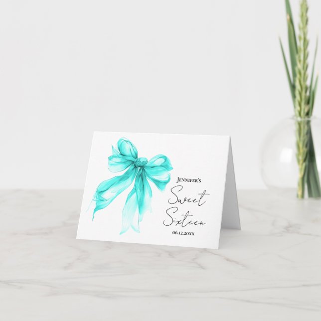 Turquoise Arc Coquette Script Merci Sweet 16  (Devant)