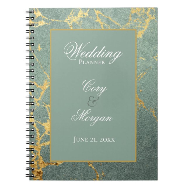 Turquoise avec Carnet Wedding planner Gold Marblin (Devant)