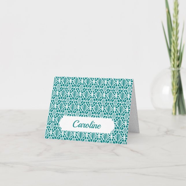 Turquoise avec Motif en dentelle Crochet blanc (Devant)