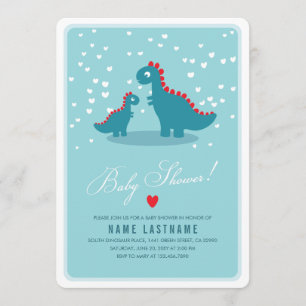 Turquoise Baby shower bleu Dinosaur Invitation arr