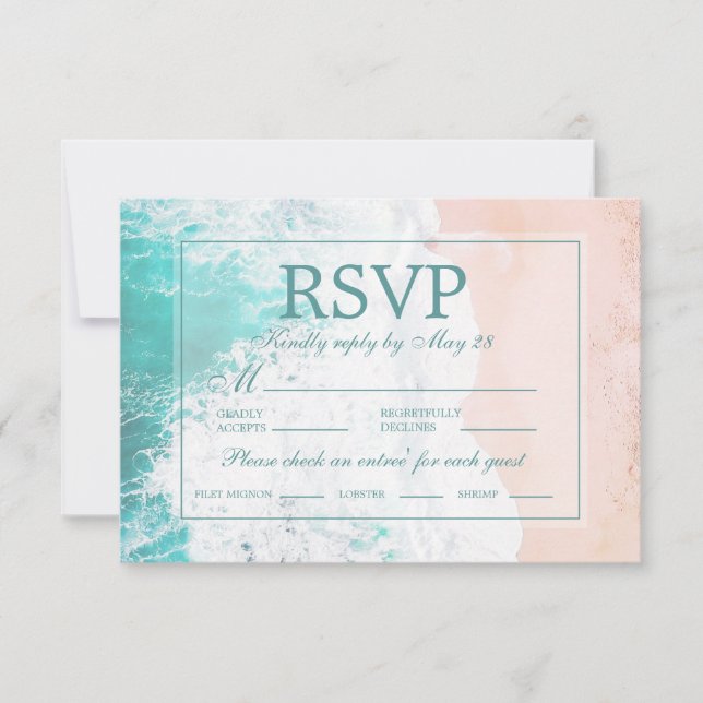 Turquoise Beach Ocean Sand Wedding RSVP (Devant)