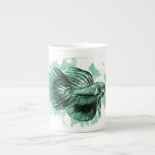 Turquoise Betta Fish Bone China Mug
