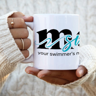 Turquoise Black Custom Swim Maman Coffee Mug