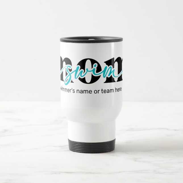 Turquoise Black Script Swim Maman Voyage Mug (Centre)