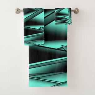 Turquoise Blanc Noir Ombré Art Abstrait Moderne