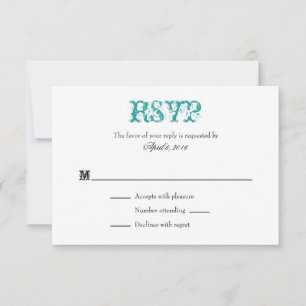 Turquoise Blanc Plain Simple Mariage Cartes RSVP