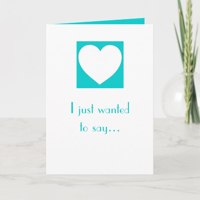 Turquoise blanc simple coeur carte Saint Valentin (Devant)