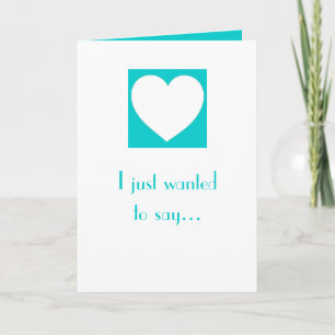 Turquoise blanc simple coeur carte Saint Valentin