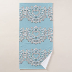 Turquoise Bleu Blanc dentelle Coeur Mariage