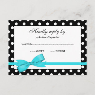 Turquoise bleu et noir Polka Dot Bow RSVP