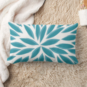Turquoise bleu moderne Chrysanthemum Coussin flora