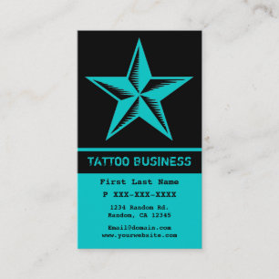 Turquoise bleu noir tatouage étoile cartes de visi