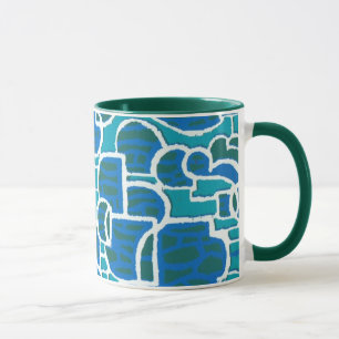 Turquoise, Bleu, Vert Blanc Ringer Mug
