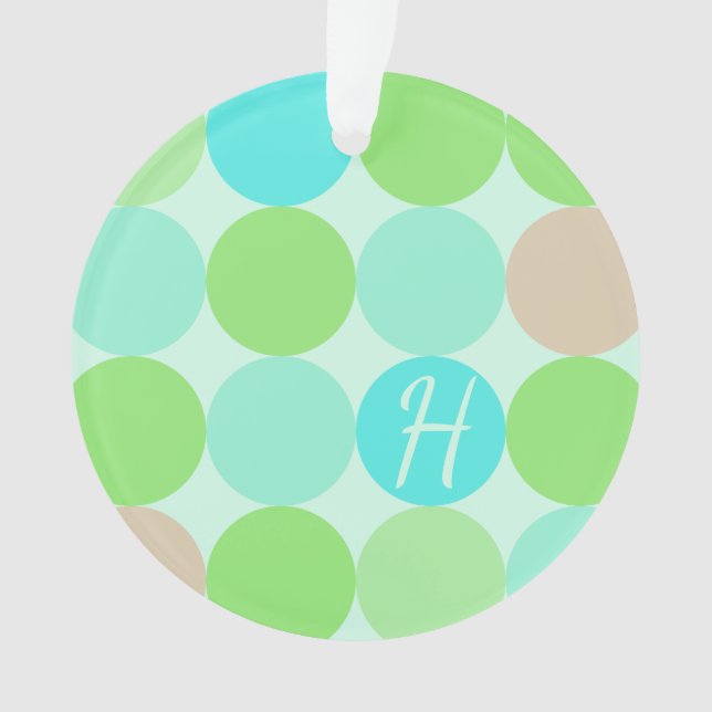 Turquoise Bleu Vert & Cercles Orange Monogramme (devant)