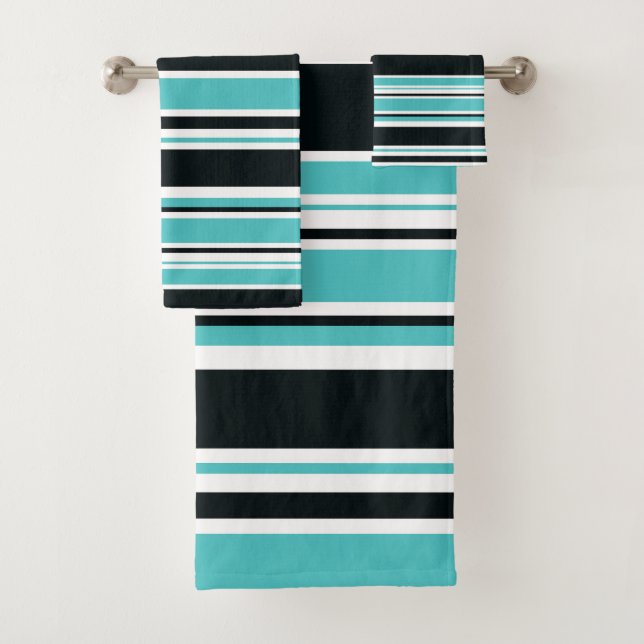 Turquoise Bleu Vert Noir & Blanc Rayures (En situation)