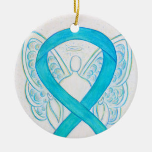 Turquoise Blue Awareness Ruban Angel Ornements