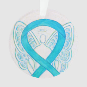 Turquoise Blue Awareness Ruban Angel Ornements