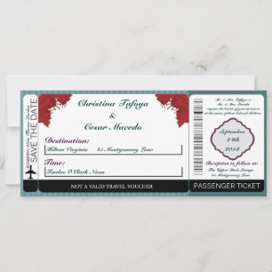 Turquoise Blue Damask / Faire-part de mariage de l