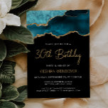 Turquoise Blue Gold Agate 30e anniversaire Invitat<br><div class="desc">Cette élégante invitation à la fête de 30e anniversaire présente une image aquarelle d'une géode d'agate dans les tons bleu turquoise avec des reflets de parties scintillant en faux or. Les mots "30e anniversaire" apparaissent dans un script d'écriture moderne couleur or. Customisez-le avec le nom de l'honoré dans le texte...</div>