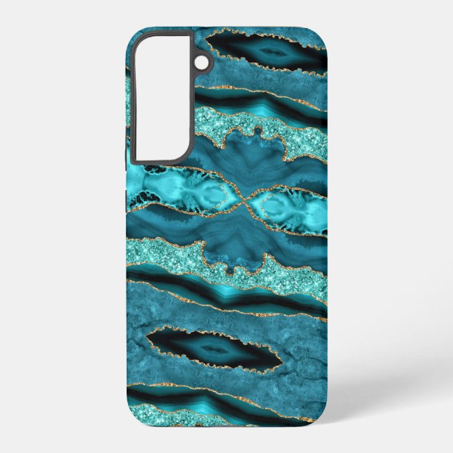 Turquoise Blue Gold Turquoise Samsung Galaxy Coque (Verso)
