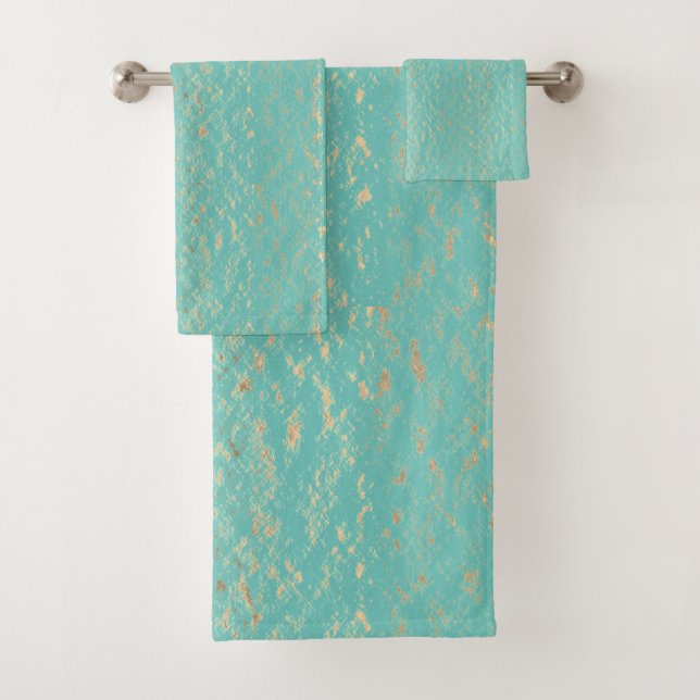 Turquoise Blue Gold Vintage Glittery Sparkle Motif (En situation)