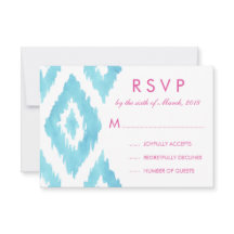Turquoise Blue Ikat RSVP