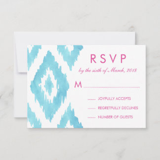 Turquoise Blue Ikat RSVP