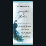 Turquoise Blue Peacock Plume Wedding Programme<br><div class="desc">Cette belle et élégante conception, appelée Turquoise Blue Peacock Plume Mariage, a un arrière - plan blanc éclatant avec une bordure turquoise. Dans l'arrière - plan est une plume de queue paon pâle avec une illustration complète de paon dans le coin inférieur droit. Ce serait parfait pour votre mariage ou...</div>