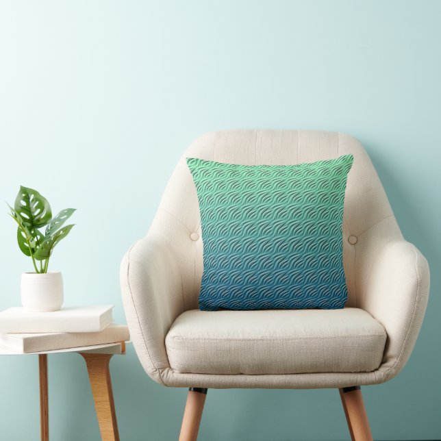 Turquoise Blue Retro Ocean Wave Coussin (Chaise)