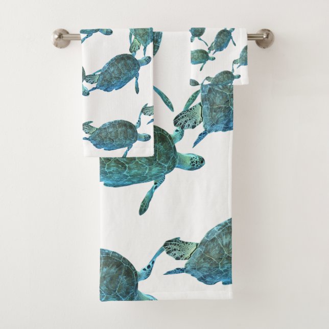Turquoise Blue Sea Turtles Ocean Elegant Beach (En situation)