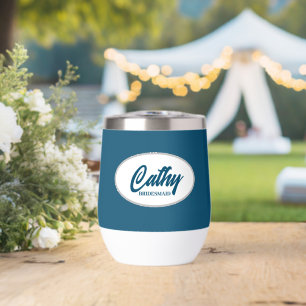 Turquoise Blue Stylisé Mariage Bridesmaid Nom