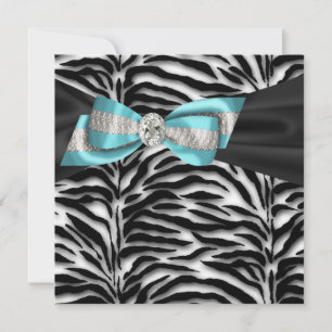 Turquoise Blue Zebra All Occasion Party Invitation